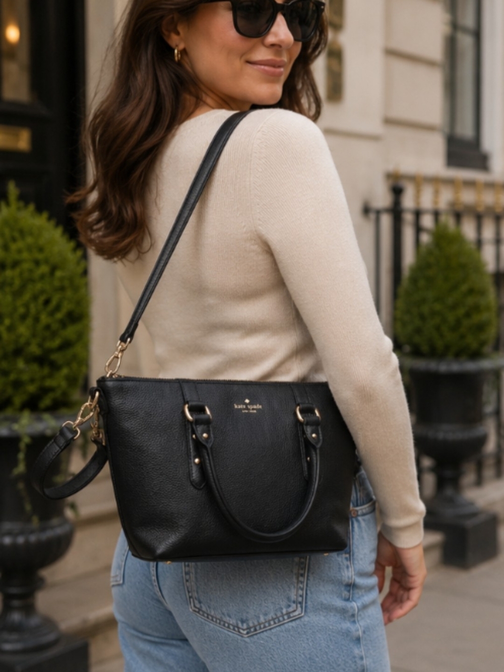 Kate Spade Black Leather Convertible Shoulder Bag